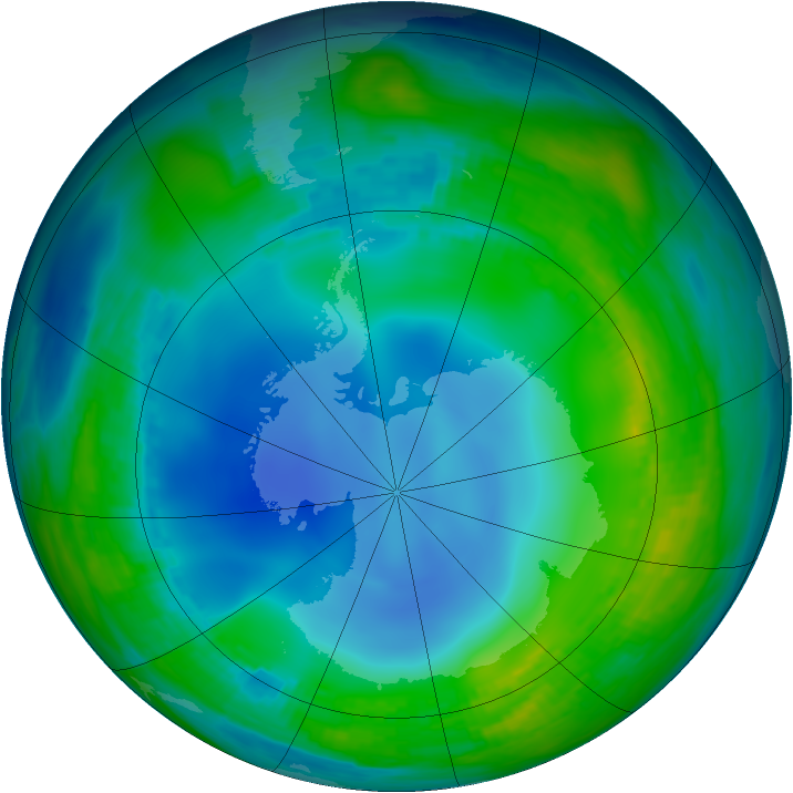Antarctic ozone map for 25 May 1986